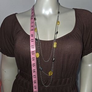204# Paparazzi Yellow and Silver Multi-Strand Necklace